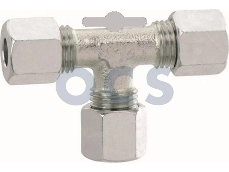 GOK T-stuk Voorzien Van Snijring 3x8mm Staal. 1 GOK T-stuk Voorzien Van Snijring 3x8mm Staal.